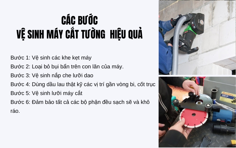 Các bước vệ sinh máy cắt tường không bụi hiệu quả 